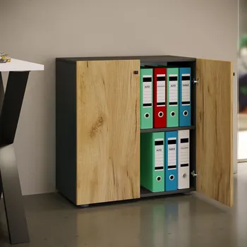 Policová skříň VCM Kancelářská skříň Lona L s otočnými dvířky, antracitová 486654