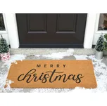 Rohožka z přírodního kokosového vlákna gumový podklad 55 x 120 cm Vánoce Merry Christmas sváteční motiv Protiskluzová Beliani