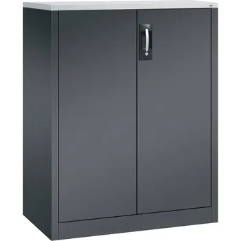 Jednací stůl Kancelářská skříňka s křídlovými dveřmi C+P Acurado, příruční, 930 x 500 x 1200 mm, černošedá