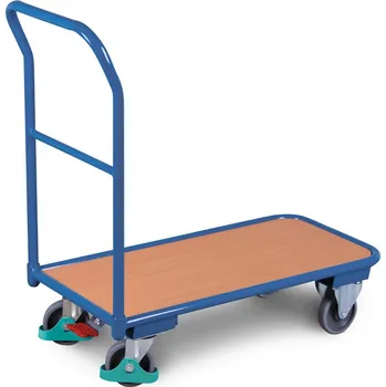 Plošinový vozík Plošinový vozík DENIOS classic-line z oceli, ErgoStop, 850x445 mm, nosnost 200 kg