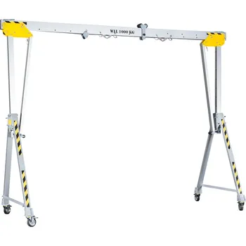 zvedák Hliníkový portálový jeřáb PLANETA RLPK-L-4, pojízdné a skládací boční části, nosnost 1250 kg