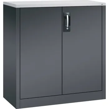 Jednací stůl Kancelářská skříňka s křídlovými dveřmi C+P Acurado, příruční, 930 x 400 x 1000 mm, černošedá