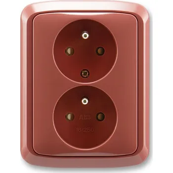 Elektrická zásuvka 5512A-2359 R2 Zásuvka dvojnásobná s ochrannými kolíky, s clonkami, vřesová červená (Tango)