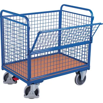 Ocelový vozík s drátěnými stěnami, bez víka, EasySTOP, 1000 x 650 mm