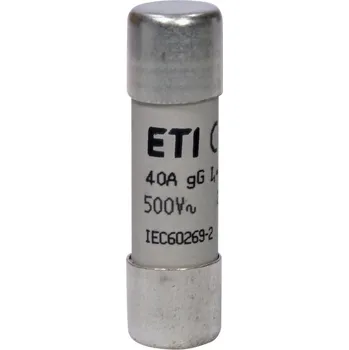 pojistka ETI CH14 gG 40A/500V Válcová pojistková vložka, velikost CH14, charakteristika gG, In = 40A, Icn = 120kA, Un = 500V AC, Pd=4W