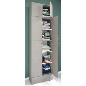 Šatní skříň VCM Šatní skříň Lona XXL s otočnými dveřmi s nástavcem a zásuvkou, šedá 487211