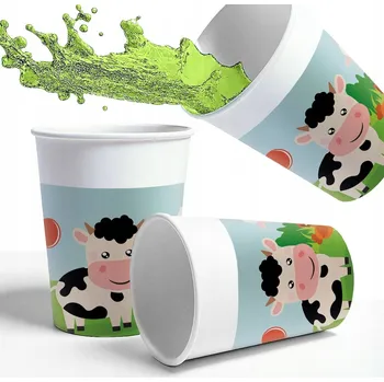 Party nádobí FARMÁŘSKÉ PAPÍROVÉ KELÍMKY PRO DĚTI K NAROZENINÁM 200 ML 8 KS
