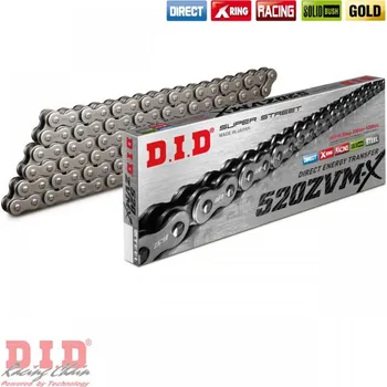 Řetězová sada pro motocykl DID - Japonsko 104čl. řetěz DID typ 520ZVMX černý