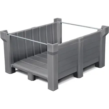 Úložný box Stohovatelná nádoba PolyPro z PE, objem 260 litrů, čelně otevřená, šedá