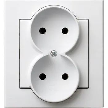 Elektrická zásuvka Dvojitá zásuvka bez uzemnění kompletní OSPEL SONATA GP-2R/75 bílá matná