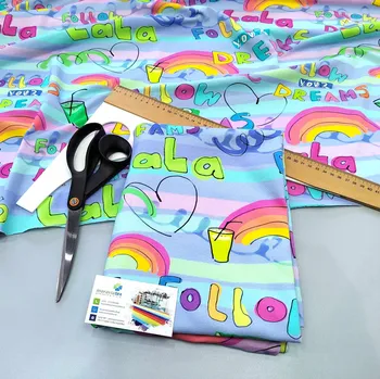 Dámské tričko Moraviatex Balíček 1 metr - Jednolíc elastický bavlna/Elastan 6% digi tisk LALA Dreams (0,33kg)