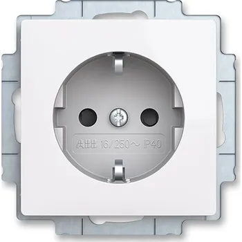 Elektrická zásuvka ABB - Zoni, zásuvka jednonásobná s bočními kontakty, s clonkami, bílá