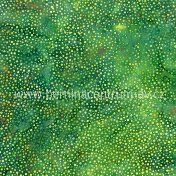 Hoffman 3019-014 bali batika puntík zelená bavlněná látka patchwork
