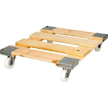 Dřevěný podvozek, 710 x 800 mm, kolečka z PP, nosnost 500 kg
