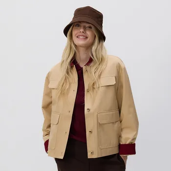 Dámský kabát Reserved - Bunda s kontrastním límcem - béžová - UB894-80X - UB894-80X-L