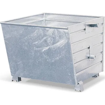 Přepravník Nádoba na sypký materiál z oceli, stohovatelná, objem 810 litrů, zinkovaný