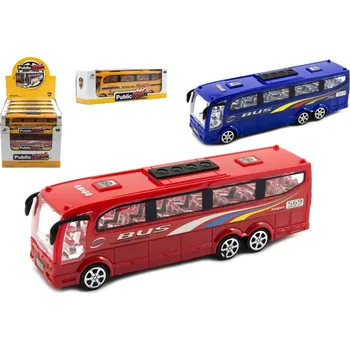 autíčko Teddies Autobus plast 25cm na setrvačník 3 barvy v krabici 26x8,5x7cm 12ks v boxu