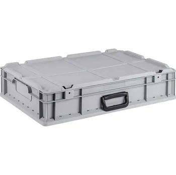 Úložný box Euro stohovatelná nádoba classic-line C, madla, víko se závěsy, PP, 600 x 400 x 135 mm, BJ = 7 kusů