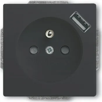 Elektrická zásuvka 2CKA002017A1903 Zásuvka 1násobná s kolíkem, s clonkami, s nabíjením 2x USB-A; antracitová