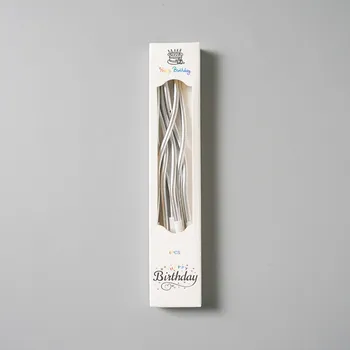 Dortová svíčka Dortové svíčky zakroucené metalické stříbrné 6ks