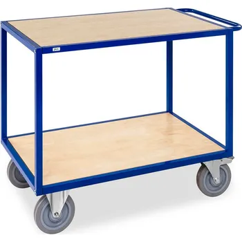 Stolní vozík KM Ergo, práškově lakovaný, 2 police, nosnost 500 kg, pružná kolečka, brzda