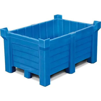 Úložný box Stohovatelná nádoba PolyPro z PE, obsah 90 litrů, záchytný objem 70 litrů, uzavřená, modrá