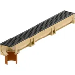 Odvodňovací polymerbetonový žlab ACO EUROSELF B125 s litinovou mříží a odtokem 1000 x 118 x 104 mm