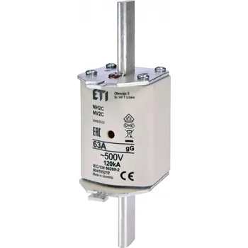 pojistka ETI NV2 C gL-gG KOMBI 500V 63A, nožová pojistková vložka