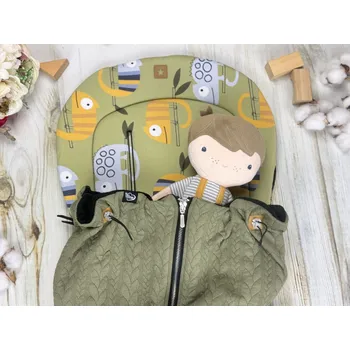 SET Podložka prodloužená (Chameleon, černý fleece) + copánková deka (olive, černý fleece)