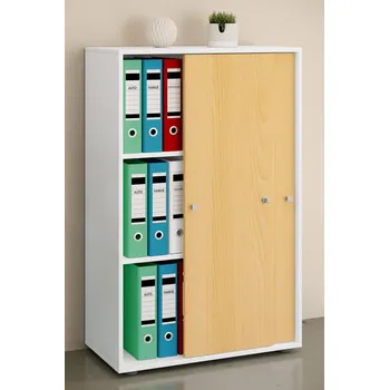 Policová skříň VCM Kancelářská skříň Lona XL s posuvnými dveřmi, bílá 487015