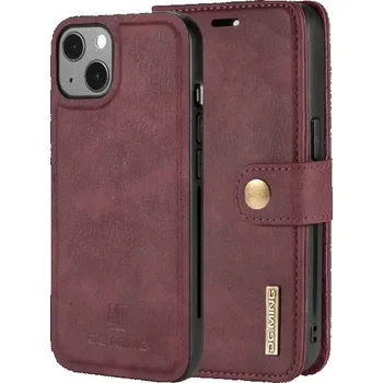 Pouzdro na mobilní telefon DG.MING 2v1 odnímatelné flipové pouzdro pro iPhone 14 - vínové