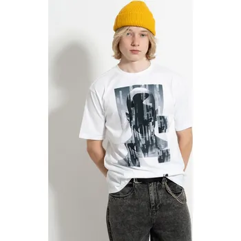 Chlapecké tričko Reporter Young | Chlapecké bílé tričko s černobílým glitch potiskem obličeje - Barva BÍLÁ, Velikost 164 243-0440B-20-200-1