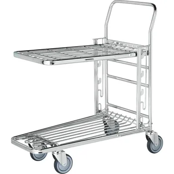 Nákupní a přepravní vozík typ KM, pozinkovaný, 2 police, nosnost 300 kg, 890 x 520 mm, s brzdou