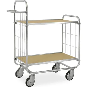 ESD, policový vozík typ KM, zinkovaný, 2 police, DxŠxV 945 x 470 x 1120 mm, 4 kolečka