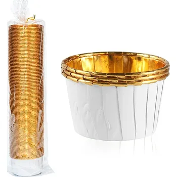 Krabice na pečivo Cake star Samonosné košíčky bílo-zlaté 50ks