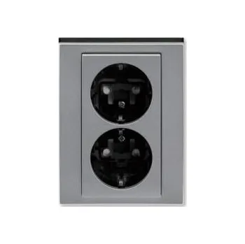 Elektrická zásuvka 5522H-C03457 69 Zásuvka dvojnásobná s bočními kontakty, s clonkami, bezšr. sv.; ocelová/kouř. černá