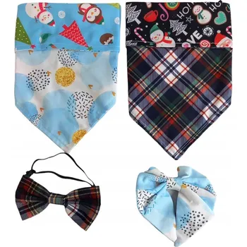 Obleček pro psa Nákrčník a Motýlek pro psa kočku 2 Vánoční Sady