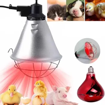 Infrazářič Infračervená výhřevná lampa ČERVENÁ s regulací, ochranný kryt PRO kuřata a selata