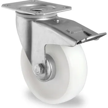 Otočné kolečko Ø 108 mm, PP disk, brzda, nechanechává stopy, bílé