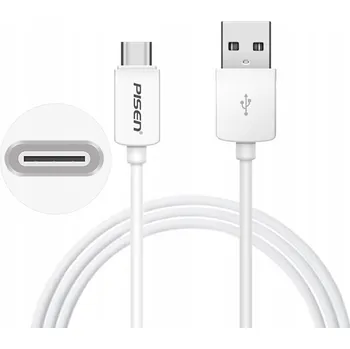 Datový kabel Kabel Pisen USB - USB typ C 0,2 m bílý