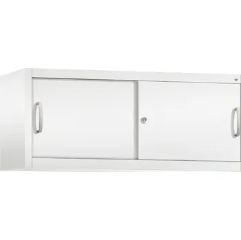 Jednací stůl Nástavná kancelářská skříňka s posuvnými dveřmi C+P Acurado, 1200 x 400 x 500 mm, bílá