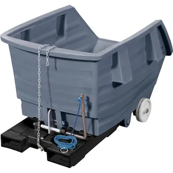Přepravník Výklopný kontejner typ PolySkip TR z polyethylenu, pro VZV, s kolečky, objem 1000 l, šedý