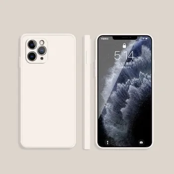 Silikonový ochranný kryt s rovnými hranami pro iPhone 11 Pro Max - béžový