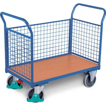 Drátěný vozík DENIOS classic-line, TPE kolečka, ErgoStop, 1000x675 mm, nosnost 500 kg