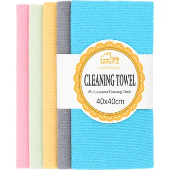 Utěrka Global QQ18203 – Čisticí utěrky z mikrovlákna 5 ks (40x40 cm), univerzální hadříky na úklid kuchyně, koupelny, oken a domácnosti (čisticí utěrky | mikrovláknová utěrka | hadřík na nádobí | kuchyňská utěrka | úklidová utěrka | hadr na úklid | utěrka na okn