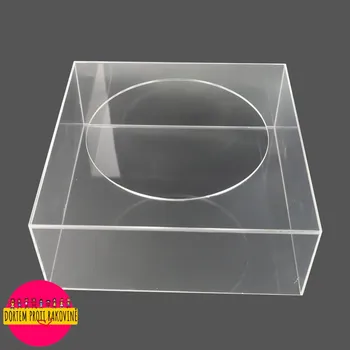 Akrylový stojan na dorty průhledný, čtvercový-25x25x10cm