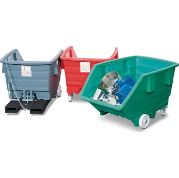 Přepravník Výklopný vozík z polyethylenu (PE), s kolečky, 750 l objem, zelený
