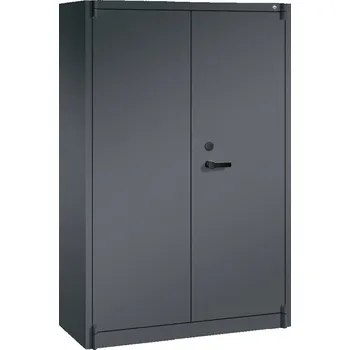 Jednací stůl Skříň se zvýšenou ohnivzdorností C+P Certos, křídlové dveře, 1200 x 500 x 1950 mm, černošedá