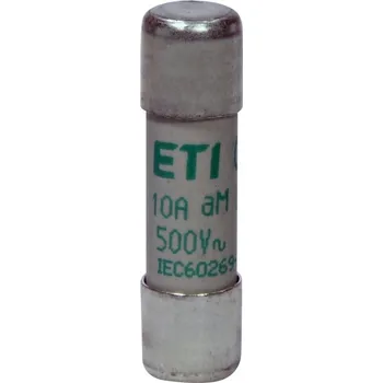 ETI CH10 aM 10A/500V Válcová pojistková vložka, velikost CH10, charakteristika aM, In = 10A, Icn = 120kA, Un = 500V AC, Pd=0,62W