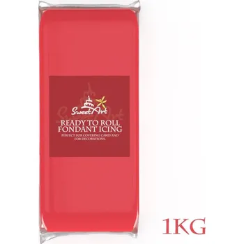 SweetArt potahovací a modelovací hmota vanilková Coral Red (1kg)